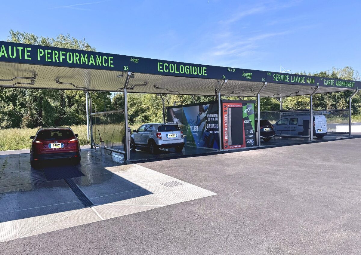 Vue aérienne station de lavage Expert Car Wash Claye-Souilly - Réalisation Expertise Lavage Auto